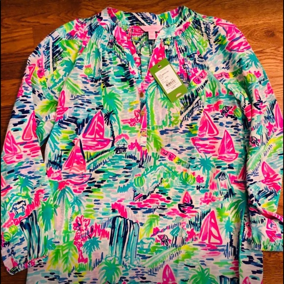 Lilly Pulitzer Tops - Lilly Pulitzer Salt in Air Elsa Top - Size XXS